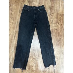 Zara Black Straight Leg Jeans Raw Hem Women's Size US 2